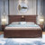 吉木多 新中式实木床 1.8米大床婚床 红橡木轻奢双人床 现代卧室家具(1.8*2米 床+床垫+床头柜*2)