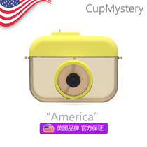 美国cup mystery创意相机造型带杯带吸管食品级PP材质吸管杯(红色 紫色)