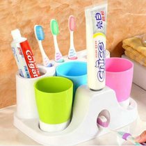 乾越 吸盘牙刷架漱口杯套装三口之家牙膏盒洗漱刷牙杯牙缸(随机 三口之家)