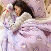小毛毯被子羊羔绒毯双层加厚保暖冬季办公室午睡毯单人珊瑚绒毯子(星黛露)