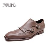 EVDUING 2013 新款  正品 商务正装皮鞋 高级* 定制皮鞋(深棕色 43)