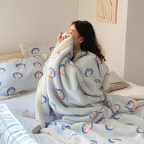小毛毯被子羊羔绒毯双层加厚保暖冬季办公室午睡毯单人珊瑚绒毯子(蓝胖子)