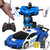 遥控变形车充电遥控车感应变身金刚机器人电动遥控汽车儿童玩具车(蓝白色 充电版)