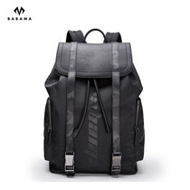 babama2018新款双肩包大容量背包时尚潮牌男包个性帆布男士书包(黑色)