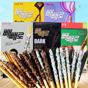 韩国食品进口零食乐天 白巧克力棒/扁桃仁巧克力棒/黄巧克力棒/红巧克力棒/派乐乐巧克力棒5盒组合