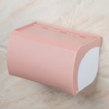 免打孔卫生间纸巾盒塑料厕所浴室防水手纸卷纸盒置物纸巾架抽纸盒(北欧粉)
