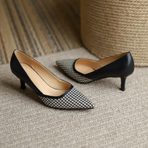 CaldiceKris（中国CK）编织法式细跟女鞋(36 黑色)