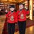 宝宝唐装冬装儿童中国风冬季新年拜年服幼儿园表演服汉服套装身高90-160(170码（身高160-170） 红色)