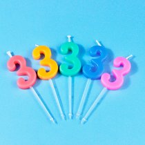 生日蛋糕数字蜡烛单个创意浪漫成人儿童宝宝周岁生日蜡烛独立包装(数字蜡3（100个装） 颜色随机)
