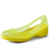 鱼嘴夏季凉鞋 透明舒适沙滩洞洞鞋 平跟糖果冻鞋 DD0104(果冻绿 W7)