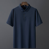 POLO衫男士短袖T恤夏季中老年高端商务休闲短袖衫薄款透气上衣(藏青 54)