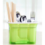 其乐居舍 厨房多彩，创意筷子盒沥水餐具收纳盒架-绿色