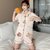 SUNTEK网红睡衣女短袖开衫休闲家居服韩版夏季可爱卡通翻领两件套装(双短5530#棕熊)