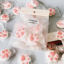 网红猫爪棉花糖散装发批年货糖果高颜值可爱卡通烘焙软糖儿童零食(粉红色猫爪棉花糖（15颗）礼袋)