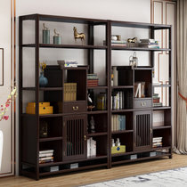 吉木多 新中式书架组合全实木落地收纳置物架书房家具办公室书橱酒柜(黑檀色 一个书架)