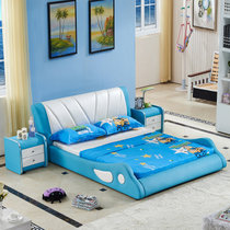 伊美芳妮（Emayfongn）真皮床 儿童床 卡通床单人床双人床 1.2米1.5米 男孩床女孩家具 海豚床(床+棕垫+床头柜1个 1.2米X1.9米)