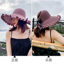 SUNTEK太阳帽女夏季2021新款草帽空顶帽子沙滩凉帽遮阳帽防紫外线防晒帽(收藏加购优先发货 13款波浪皮粉A02-C)