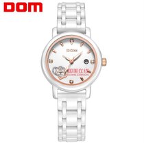 多姆（DOM）手表 女表 时尚潮流韩版商务优雅女神陶瓷女表防水镶钻表盘石英女士手表