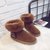 大盛公羊冬季新款欧美绒面棉鞋毛毛平底加绒低筒靴子平跟短靴雪(棕色 36)