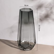 北欧简约创意玻璃花瓶透明水养插花瓶鲜花玫瑰百合花客厅摆件网红(烟灰中号【精致款】 中等)