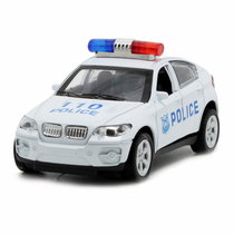 合金车模1:32仿真宝马X6警车消防车声光回力儿童玩具F1016(白色)