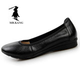 MR.KANG工作鞋女鞋黑色平底鞋牛皮鞋妈妈鞋职业鞋工鞋空姐鞋平跟单鞋正装鞋1381(黑色)