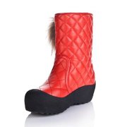 2013春季新款毅雅貉子毛装饰平跟厚底保暖雪地靴YY026(红色 40)
