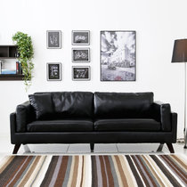 奥古拉家具 沙发 皮艺沙发 简约现代小户型单人双人三人组合沙发(皮艺-黑色 三人位-188cm)