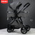 可坐可躺婴儿推车一键折叠方便携带轻便高景观减震双向新生儿童宝宝推车(灰色 运动款)