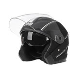 新款电动车头盔冬季摩托车保暖头盔骑行机动车双镜片防护帽(黑色 成人)