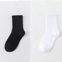 SUNTEK黑色袜子男女士中筒袜春秋款白色纯色冬季长袜女长筒袜情侣潮(均码（收藏优先发货） 黑3白2（中筒）5双装)