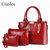 Cnoles蔻一新款韩版女士简约时尚手提包女包小包包斜挎包三件套(红色)