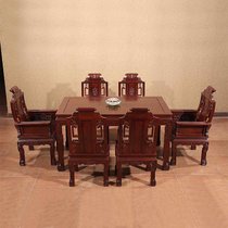 红木家具黑檀木餐桌实木饭桌餐厅长方形一桌六椅桌椅组合餐桌