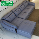 佳宜居 皮沙发 北欧现代 大小户型客厅转角皮沙发组合欧式皮艺沙发 T006(蓝灰色 脚踏)