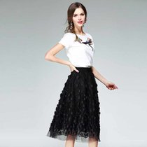 2018新款女装今年流行的春装小心机套装上班族时尚25-30岁连衣裙(白+黑)(L)