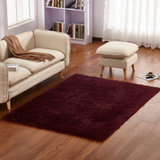 现代简约丝毛加厚地毯卧室客厅茶几床边毯（80cmx2米）(丝毛酒红色 80cmx2米)