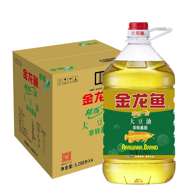 金龙鱼【整箱】 精炼一级大豆油 5.258l*4/箱(非转基因) 国美超市甄选