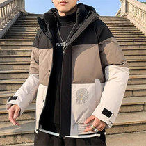 2021男款时尚羽绒服男冬季白鸭绒短款宽松男士韩版外套(咖啡色 2XL（130-150斤）175左右)