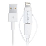 Gigastone 立达 苹果 MFi认证Lightning/Mirco USB二合一充电数据线 1米 白色