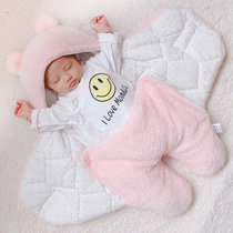 新生婴儿抱被秋冬加厚宝宝包被母婴用品纯棉婴儿用品新生婴儿睡袋(65x70cm 羊羔绒襁褓粉色春夏薄款(单里层))