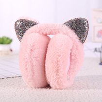 韩版可爱折叠护耳罩耳套保暖女挂耳包耳捂耳暖冬季儿童猫耳朵耳帽(折叠式粉色)