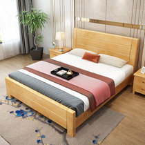 美天乐 床 实木床 1.5米1.8米现代简约婚床 新中式高箱储物床 单双人床(1.8*2米榉木色 床)