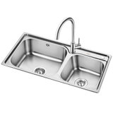 欧琳（OULIN）水槽+龙头套餐 304不锈钢洗菜盆洗碗池 厨房水池双槽JBS2T-OLWG82450（CFX001）