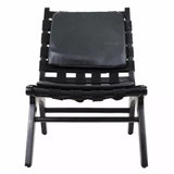 Retro Master 黑色木椅 实木真皮单人椅子靠背悠闲椅阳台悠闲椅设计椅 北欧复古简约悠闲椅 黑色