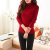 Mistletoe新款韩版女士半高领套头加厚保暖针织打底衫毛衣女长袖YZF-1090(酒红色 XL)