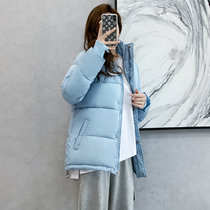 MISS LISA羽绒棉服冬季面包服加厚棉袄连帽外套女D0002(天蓝色 XL)