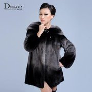 DN&GR 2013新款中长款貂皮大衣水貂女装貂皮外套大衣