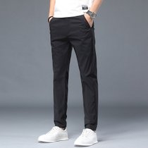 威猛夏季男士商务小脚长裤裤修身休闲裤子西装轻薄K887628（2尺1）黑 冰丝 速干 大码