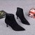 SUNTEK欧洲站女鞋2021秋季新款欧货绒面尖头侧拉链时尚高跟鞋短靴女(37 黑色)