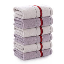 图强暖日毛巾6条装m6376-米色3条+紫色3条 柔软吸水